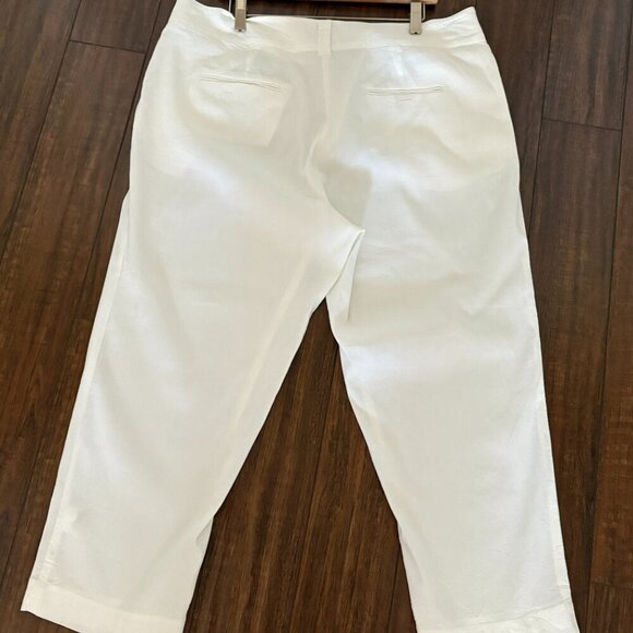 Eileen Fisher Organic Cotton Flat Front Stretch Cropped Pants White Size 16W - Picture 2 of 4